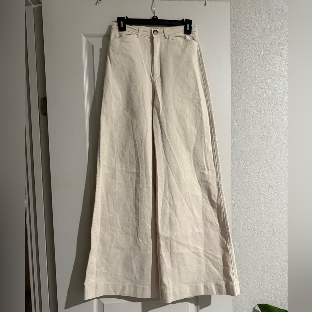 Zara Cream Wide-Leg Pants